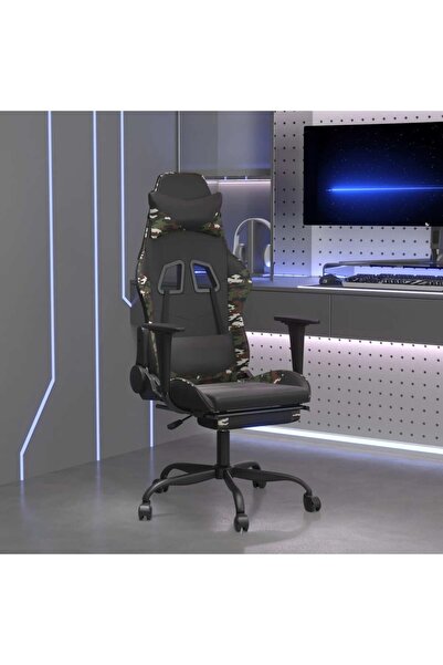 Concept Scaun de gaming masaj/suport picioare negru/Camuflaj piele