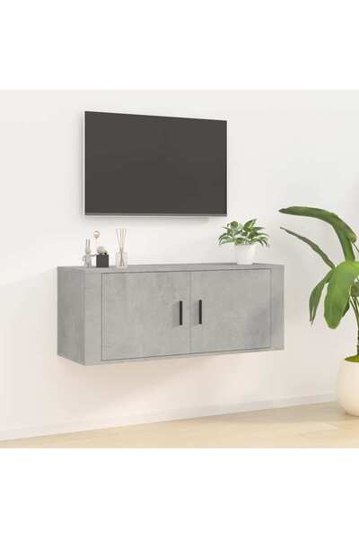 Concept Dulap TV montat pe perete, gri beton, 100x34,5x40 cm