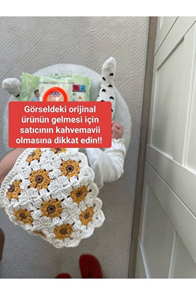 Kahvemavii Sunflower Motif Knitted Green Baby Bandana