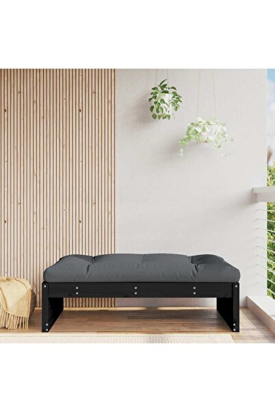 Concept Taburet de grădină, 120x80 cm, negru, lemn masiv de pin