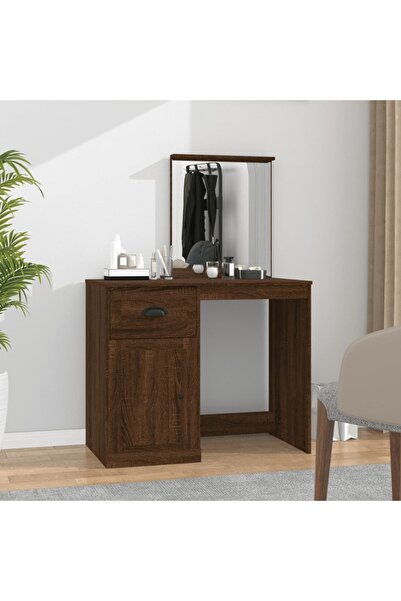 Concept Masă de toaletă cu oglindă, stejar maro 90x50x132,5 cm lemn