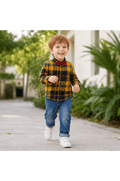 Kidohug Set Camasa si Blugi Kidohug Little Explorer, Galben/Albastru