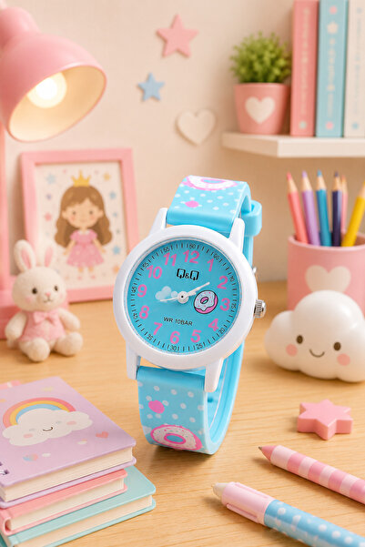 Q&Q 10 Atm Waterproof Girls' Wristwatch with Silicone Strap