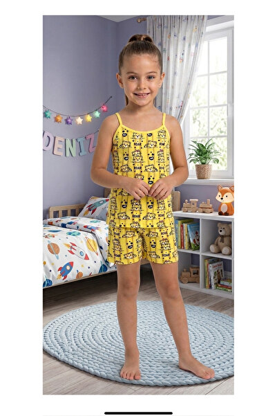 elmas kids Set boxer pentru fetiță, 100% bumbac, cu model de pisici galbene