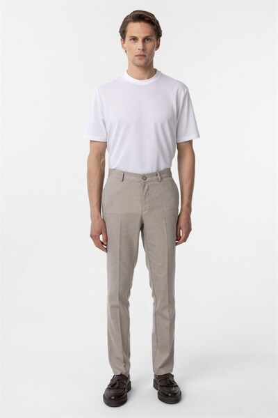 SÜVARİ Bej Regular Armürlü Pantolon