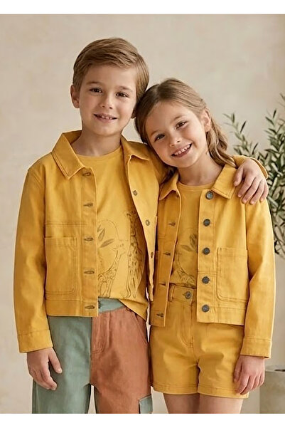 Ozmoz By Mukadder Özden %100 Pamuk Sarı İnce Dokuma Yazlık Unisex Çocuk Ceket