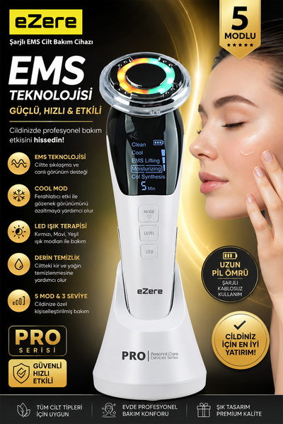 EZERE D818 EMS RF Yüz Masaj Cihazı Soğuk-Sıcak Kompresli Cilt Sıkılaştırıcı Y...