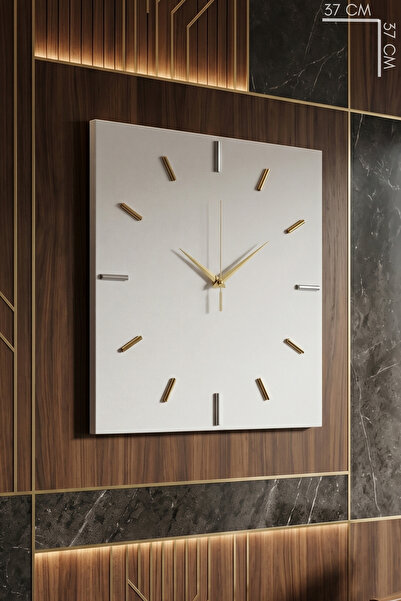 MOOCLOCK Kare Model Dekoratif Metal Akar Sessiz Mekanizmalı Lüks Duvar Saati ...