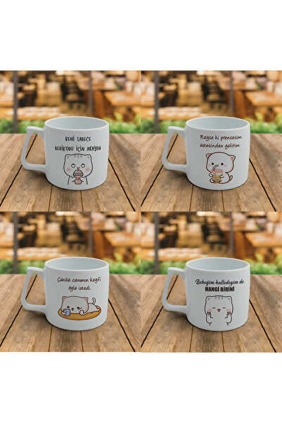 Dörtlü Nescafe Latte Fincanı Kupa Bardak