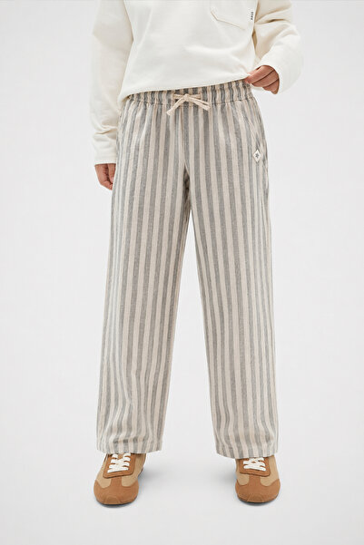 Cigit Muslin Pants 1-10 Years Old Green Thick Striped