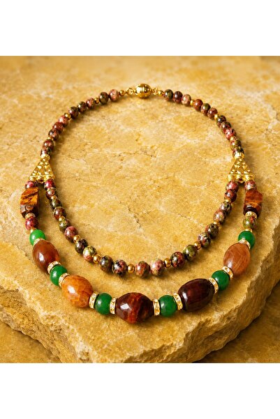 Asteria Elite Agate Jasper Evil Eye Protection and Vitality Necklace