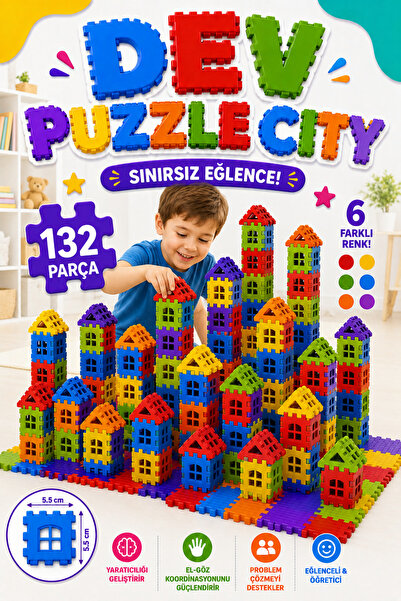 Erbek Puzzle City 3D Yapı Ve Tasarım Blokları 132 Parça Eğitici, Zeka Gelişti...