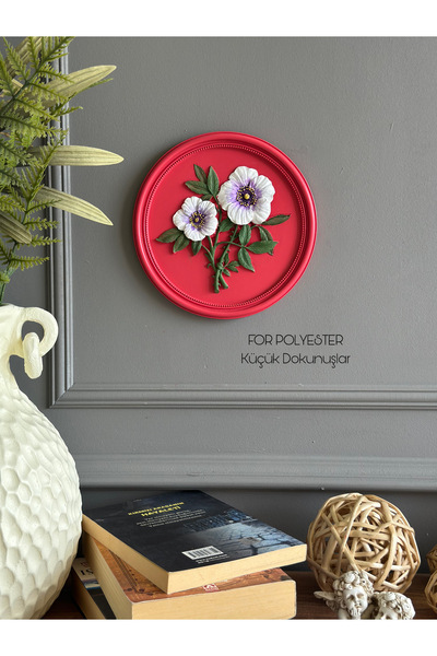 FOR POLYESTER Küçük Dokunuşlar Dekoratif Flowers Duvar Aksesuarı Yuvarlak Fuş...