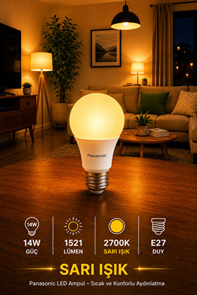 Aryes E27 14W LED Ampul 1521 Lümen Doğal Sarı Işık Güçlü Aydınlık