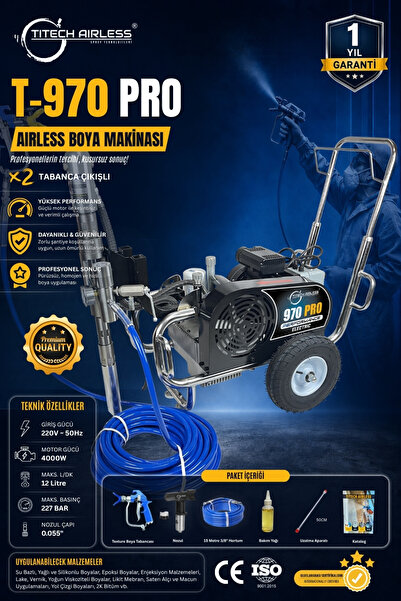 Titech Airless Sprey Teknolojileri T-970 PRO Elektrikli Hidrolik Boya Makinas...
