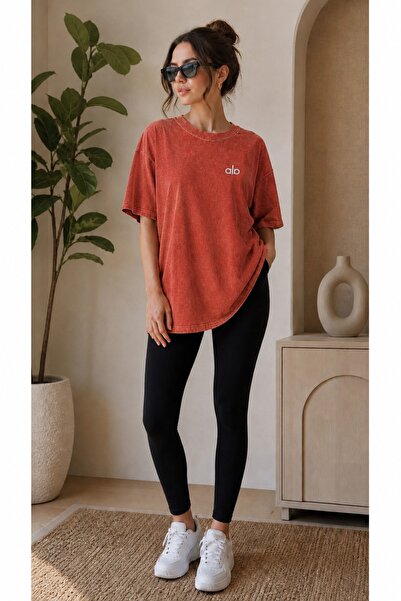 ZAVIXO Unisex majica sa antracit bojom, širokog kroja i efektom izbledelosti
