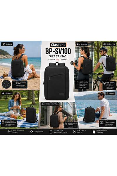 Classone Savona Serisi Bp-sv100 Wtx Pro Su Geçirmez Kumaş ,15.6? Laptop Sırt ...