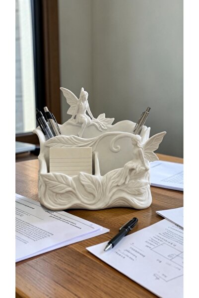 Belupa Desktop Organizer with Fairy Figure, Pen Holder, Note Holder, Decorati...