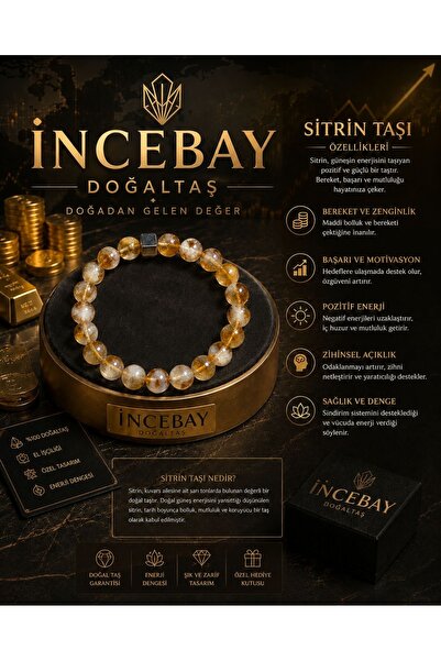 İNCEBAY DOĞALTAŞ Bolluk bereket Taşı Sitrin bileklik