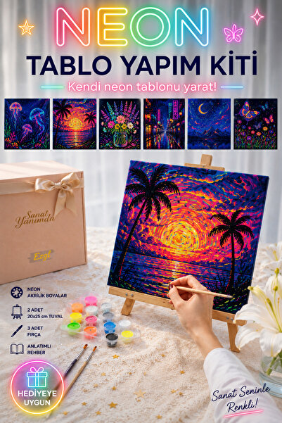 sanat yanımda neon resim sanat hediye kutusu / neon resim tuval boyama kiti/ ...