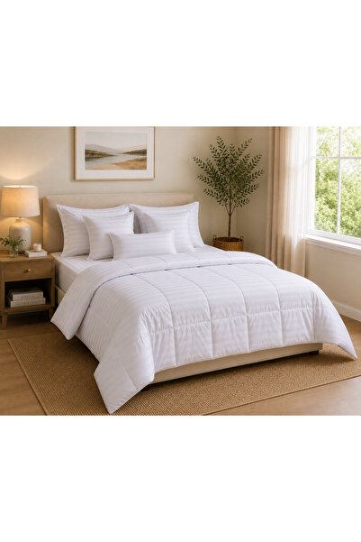 HOME AURAA طقم لحاف سونميا 100% قطن مقاس كينج - 7 قطع - أبيض