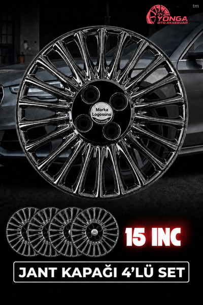 YONGA OTO AKSESUAR Fiat Fiorino 15 İnç Jant Kapağı 4'lü Set Piano Black + 4 A...