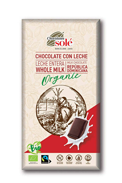 Chocolates Sole Ciocolată cu lapte organică și fairtrade, 100g