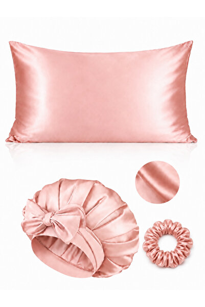 SB SizinBazar One Silk Satin Pillowcase and One Sleeping Bonnet