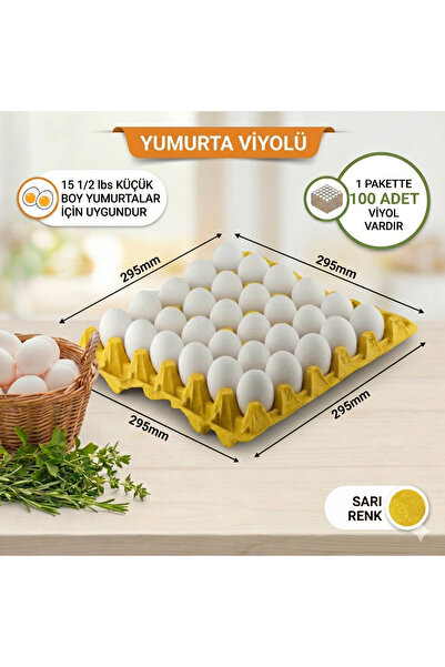Güneş Viyol |100Adet| 30'lu Yumurta Viyolü – 15 1/2 LBS Sarı Renk Karton Yumu...