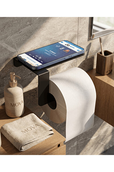 Mova Dizayn Rack Toilet Paper Holder with Phone Stand Bathroom Toilet Paper H...