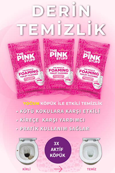 ThePinkStuff Mucizevi Köpüren Tuvalet Temizleyici – 3’lü Paket, Kolay & Derin Temizlik