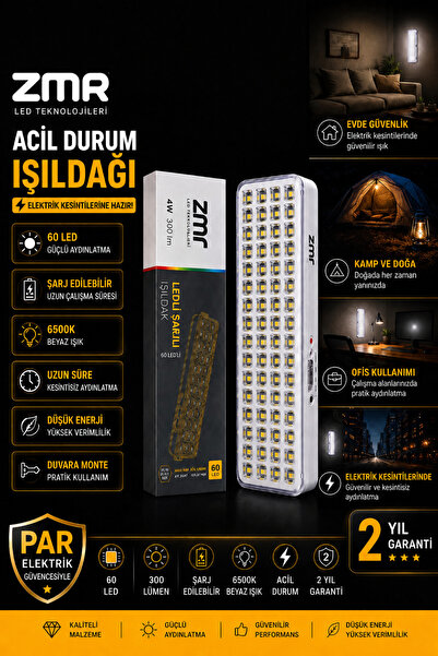 ZMR -673 Ledli Şarjlı Işıldak 60 Ledli 4W 300LM