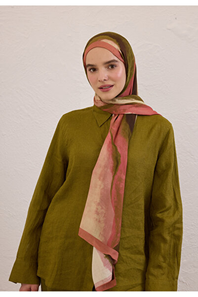 Freshscarfs Gül Kurusu Color Waves Desen Rami Şal
