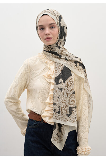 Freshscarfs Antrasit Wıld Paısley Desen Şal
