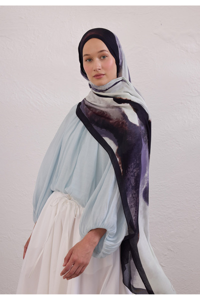 Freshscarfs Color Waves Desen Rami Şal Füme
