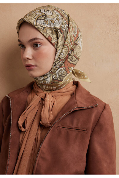 Freshscarfs Eșarfă din bumbac și mătase cu model Sıara Butter