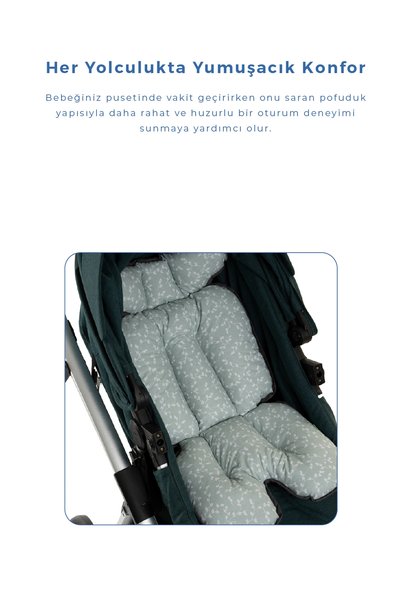 Babyjem Pernă 2 în 1 pentru cărucior și scaun înalt Green Flower 100% bumbac