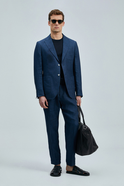 Lufian Alberto Smart Erkek Chino Pantolon Comfort Pileli Lacivert