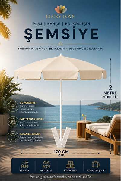 Lucky Love Plaj Bahçe Balkon İçin Şemsiye İnce Branda Kumaş - 2 Metre Yüksekl...