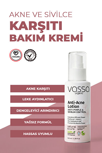 VASSA ORGANIC Akne, Sivilce ve Leke Karşıtı Onarıcı Bakım Kremi – Akne ve Siv...