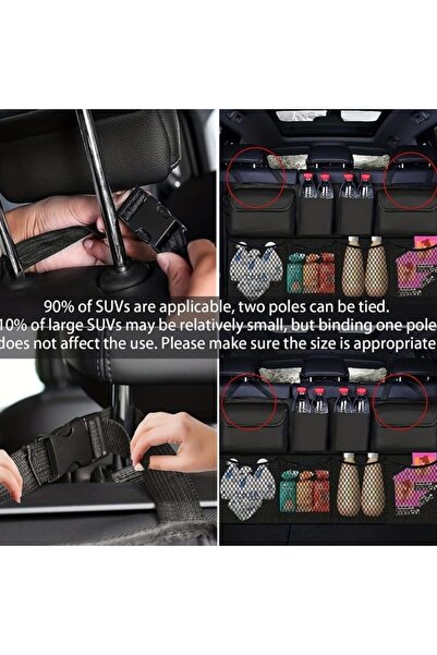 Arabest Trunk Organizer with 8 Storage Pockets, Rear Seat Organizer for SUV M...