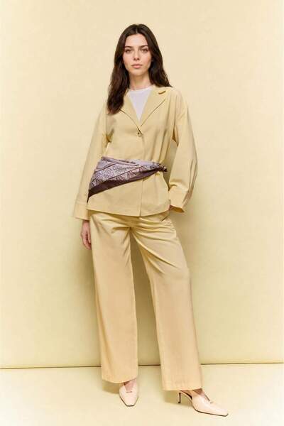 DeFacto Wide Straight Linen Blend Trousers H1794Ax26Sm
