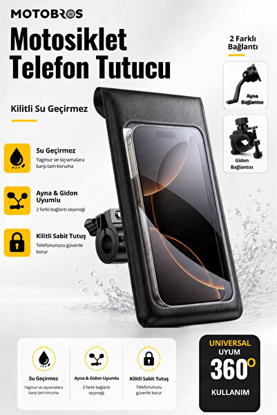 Motobros Motosiklet Telefon Tutucu Motor Telefon tutucu Su Geçirmez Telefon T...