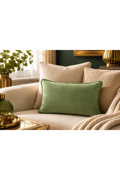 Fabricland Față de pernă din catifea de mătase importată de culoare verde des...