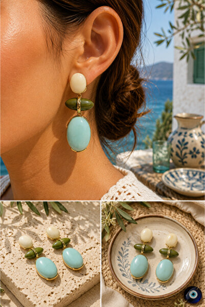 ADELYA CONCEPT Bohemian Aura Natural Stone Earrings