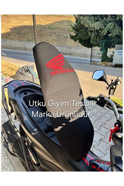 Utku Giyim HONDA PCX.DİO,ACTİVA,SH,XADV UYUMLU SİYAH MOTOSİKLET SELE KILIFI KIRMIZI LOGOLU