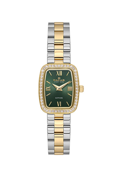 Nacar Sapphire Glass Silver - Gold - Green Women's Watch Nc08-29420739-Cnms