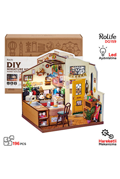 Rolife Puzzle 3D, DIY Mini House, Cozy Kitchen, Rolife, 196 piese