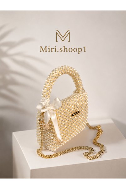 MİRİ SHOOP Elegant Handbag with Pearl Detail Beaded Bag