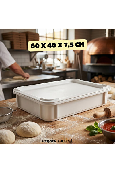 Mayden Concept Pizza Hamur Saklama Teknesi & Kapağı (60 x 40 x 7,5 cm) - (Pol...